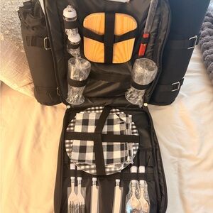 Plush picnic- picnic cooler backpack w/ wine cooler, blanket, picnic items etc.